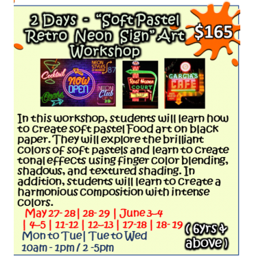 2 Days - Soft Pastel ”Retro Neon Sign” Art Workshop