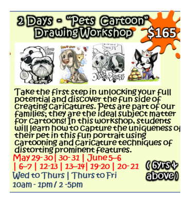 2 Days - “Pets Cartoon” Drawing Workshop