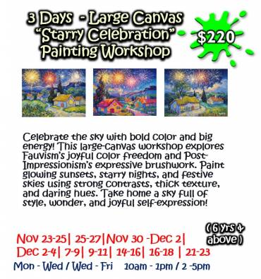 3 Days - Large Canvas “Starry Celebration” Painting Workshop