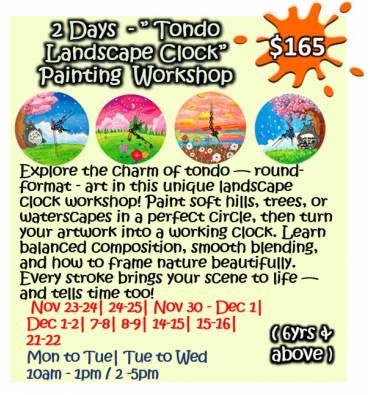 2 Days -” Tondo Landscape Clock” Painting Workshop