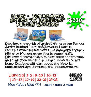 3 Days -   Famous Artist Inspired “3D Landscape” Painting Workshop