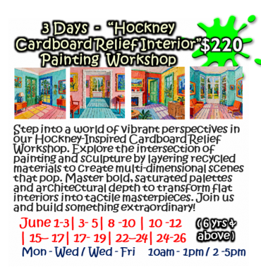 3 Days - “Hockney Cardboard Relief Interior” Painting Workshop