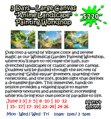 3 Days – Large Canvas “Anime Landscape" Painting Workshop