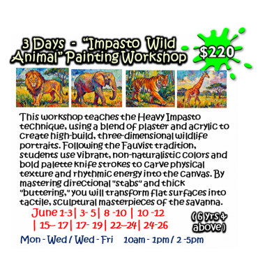 3 Days - “Impasto Wild Animal” Painting Workshop