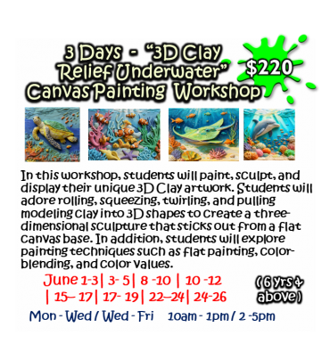 3 Days - 3D Clay   Relief Underwater” Canvas Painting Workshop
